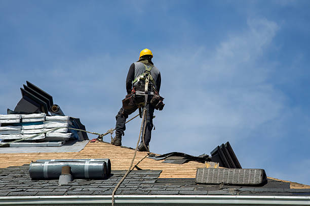 Professional Gutter Installation technician working in Marshfield Hills, MA
